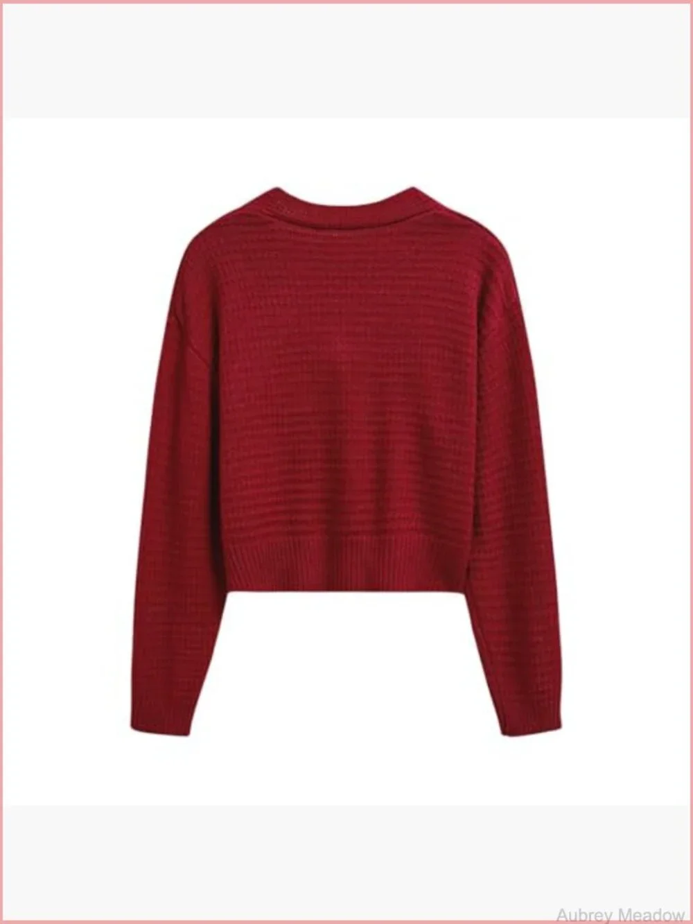 Open Front Rose Buttoned Crop Knit Cardigan V Neck Long Sleeve Casual Sweater